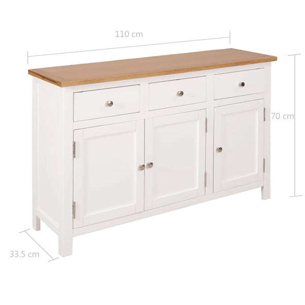Vidaxl Sideboard 110X33.5X70 Cm Solid Oak Wood Sideboards & Buffets