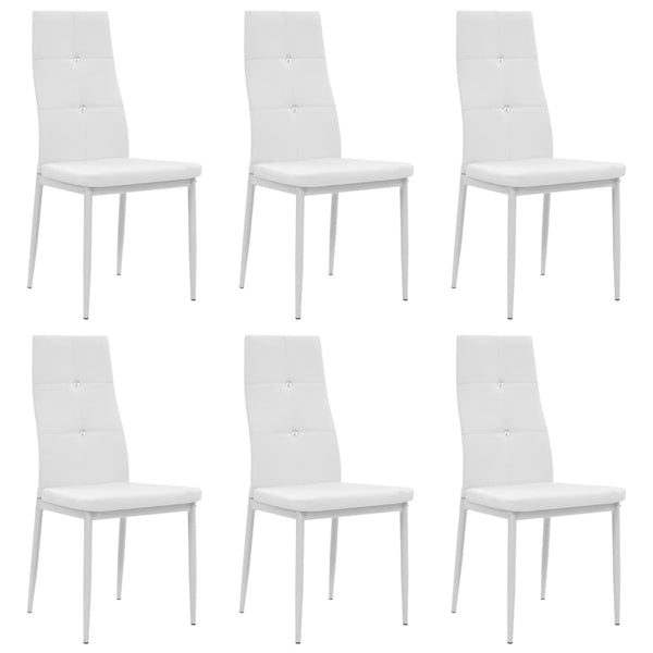 Vidaxl 6 Pcs White Faux Leather Dining Chairs