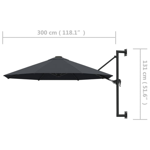 Wall-Mounted Parasol With Metal Pole 300 Cm