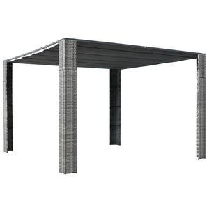 Gazebo With Roof Poly Rattan 300X300x200 Cm Grey And Anthracite