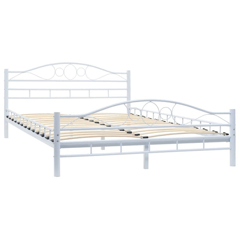 Bed Frame White Metal 137X187 Cm Double Size Single Bed Frames