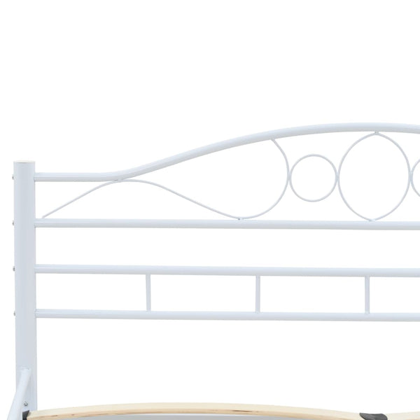 Metal Bed Frame With Slatted Base White 137X187 Cm Double Double Bed Frames