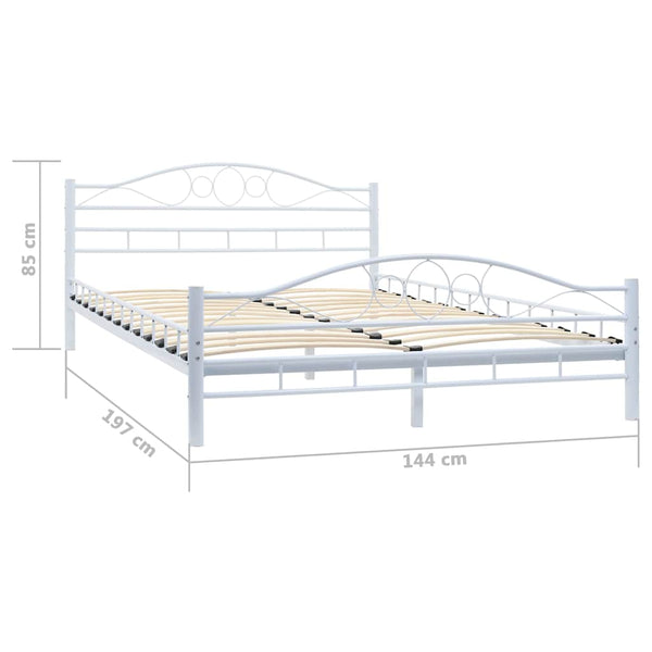 Metal Bed Frame With Slatted Base White 137X187 Cm Double Double Bed Frames