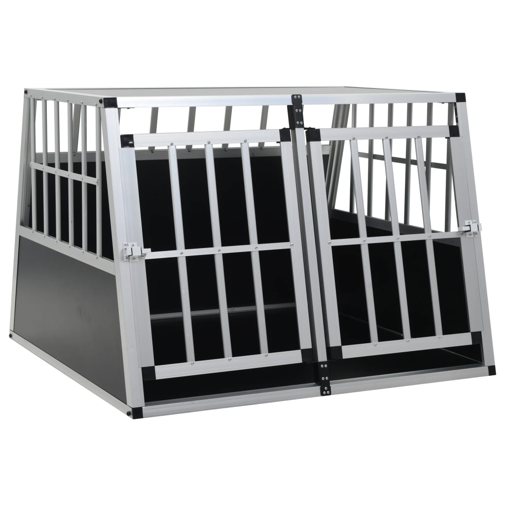 Aluminium And Mdf Dog Cage With Double Door For Car Trunk Use 94X88x69 Centimetre Dog Cages