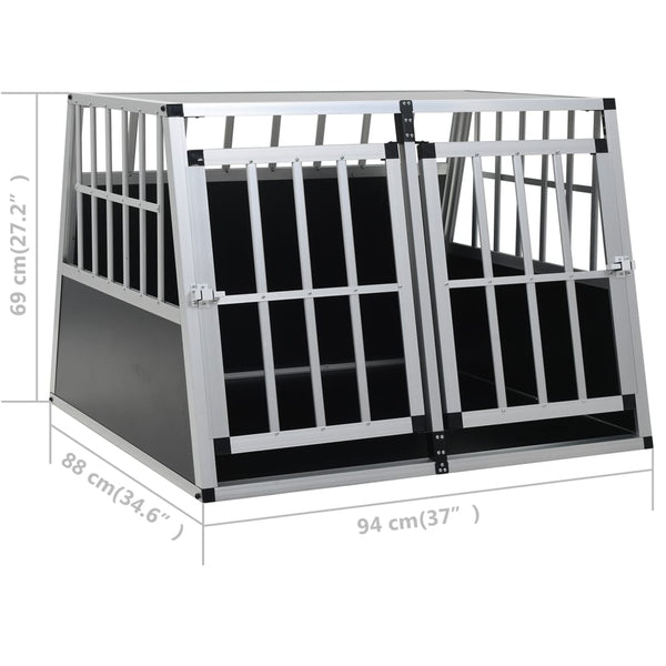 Aluminium And Mdf Dog Cage With Double Door For Car Trunk Use 94X88x69 Centimetre Dog Cages