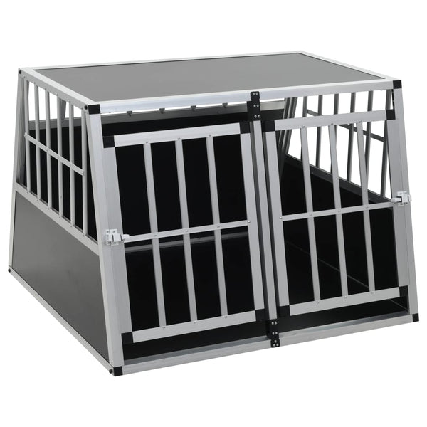 Aluminium And Mdf Dog Cage With Double Door For Car Trunk Use 94X88x69 Centimetre Dog Cages