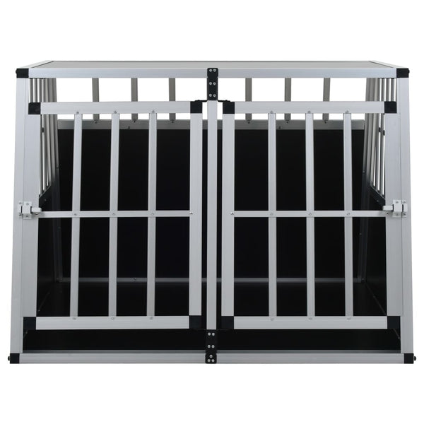 Aluminium And Mdf Dog Cage With Double Door For Car Trunk Use 94X88x69 Centimetre Dog Cages