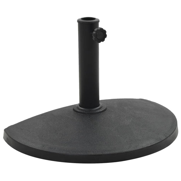 Parasol Base Half Round Polyresin 9 Kg Black Umbrella Accessories