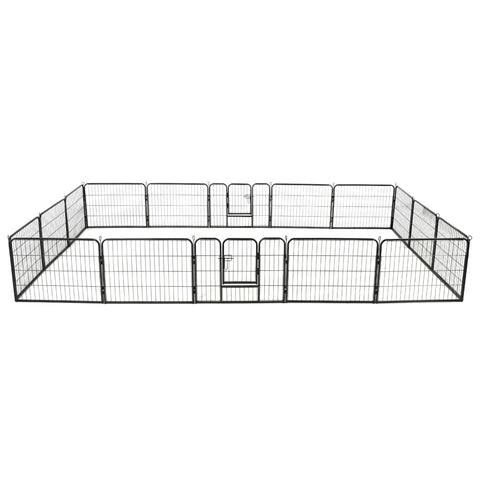 Dog Playpen 16 Panels Steel 60X80 Cm Black Fences & Pens