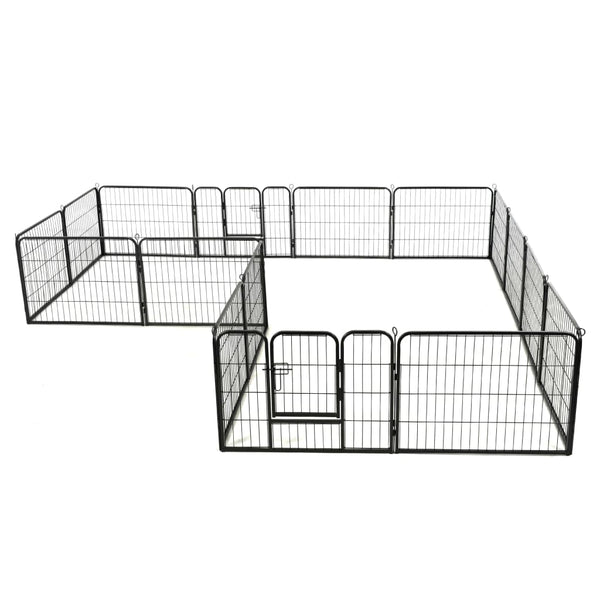 Dog Playpen 16 Panels Steel 60X80 Cm Black Fences & Pens