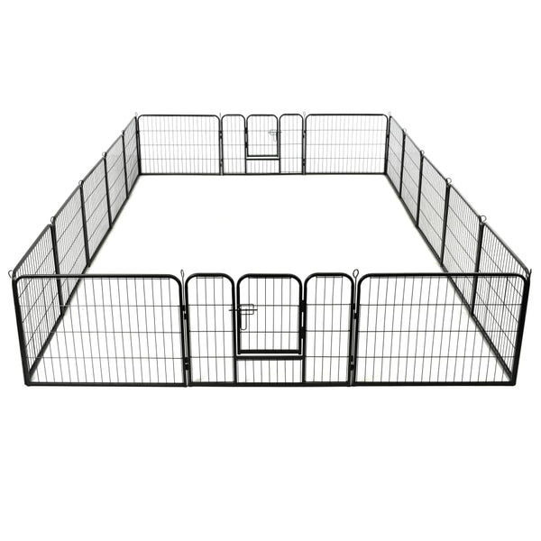 Dog Playpen 16 Panels Steel 60X80 Cm Black Fences & Pens