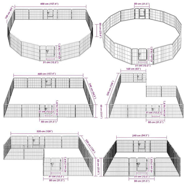 Vidaxl Dog Playpen 16 Panels Steel 80X60 Cm Black Fences & Pens