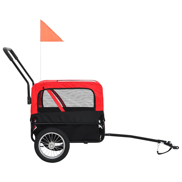 Vidaxl 2 In 1 Pet Bike Trailer & Jogging Stroller Red And Black Trailers