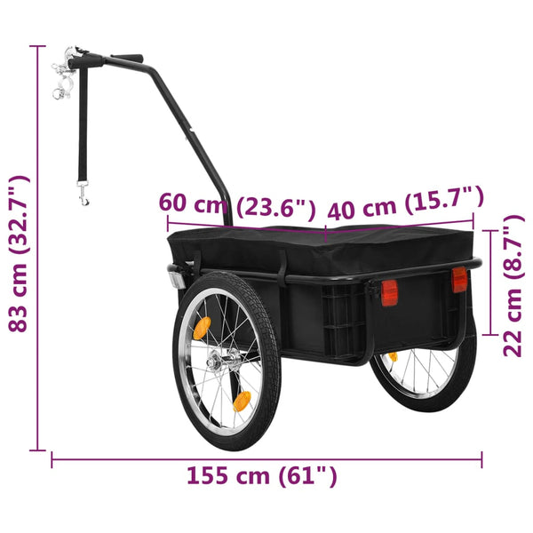Bike Cargo Trailer/Hand Wagon 155X60x83 Cm Steel Black