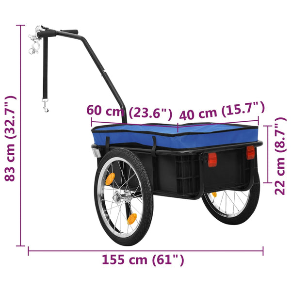Vidaxl Bike Trailer/Hand Wagon 155X60x83 Cm Steel Blue Trailers