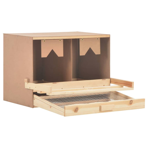 Poultry Cages Chicken Laying Nest 2 Compartments 63X40x45 Cm Solid Pine Wood