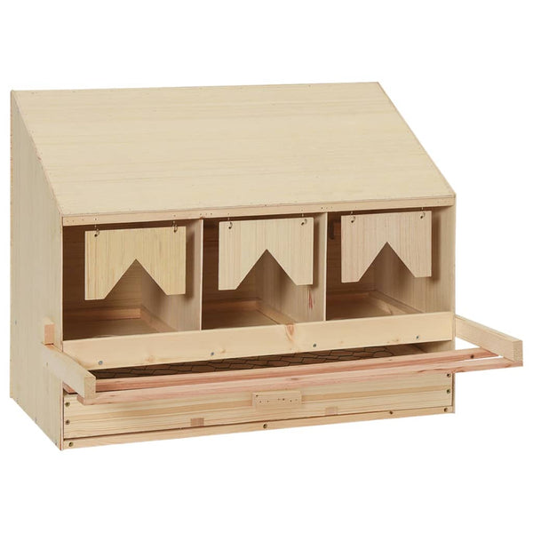 Poultry Cages Chicken Laying Nest 3 Compartments 72X33x54 Cm Solid Pine Wood