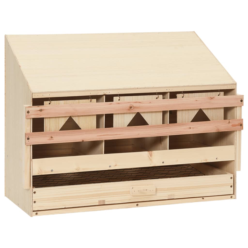Poultry Cages Chicken Laying Nest 3 Compartments 72X33x54 Cm Solid Pine Wood