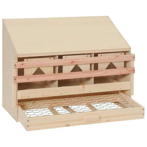 Poultry Cages Chicken Laying Nest 3 Compartments 72X33x54 Cm Solid Pine Wood