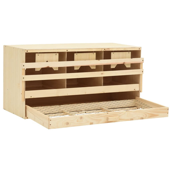 Poultry Cages Chicken Laying Nest 3 Compartments 72X33x38 Cm Solid Pine Wood