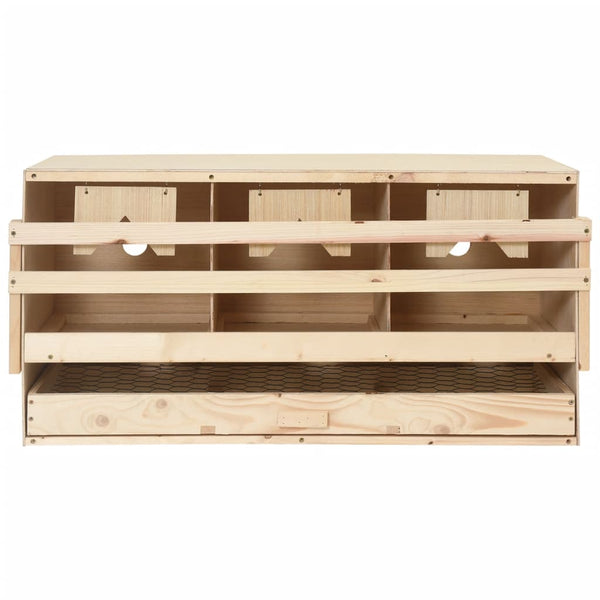 Poultry Cages Chicken Laying Nest 3 Compartments 72X33x38 Cm Solid Pine Wood