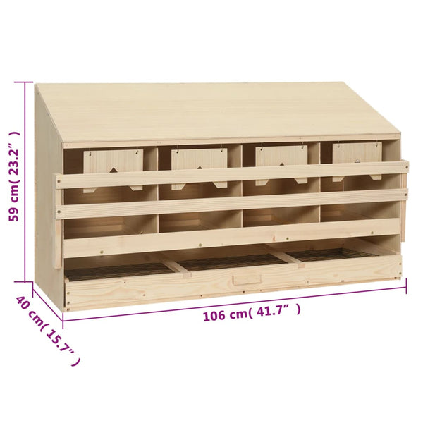 Poultry Cages Chicken Laying Nest 4 Compartments 106X40x59 Cm Solid Pine Wood