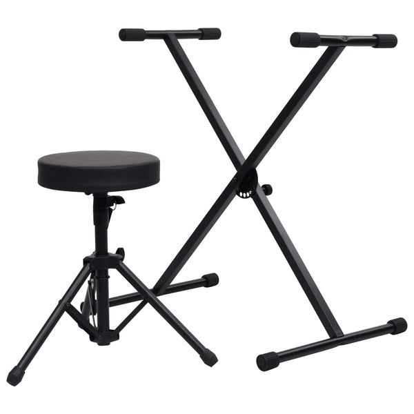 Microphone Holders & Stands Keyboard Stand And Stool Set Black