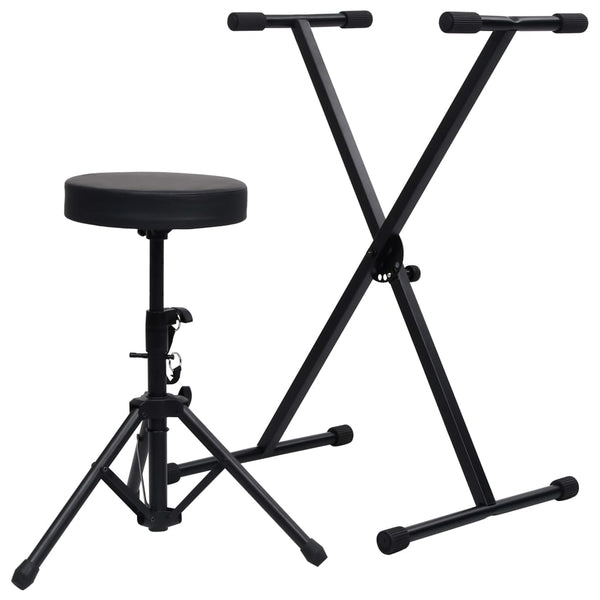 Microphone Holders & Stands Keyboard Stand And Stool Set Black
