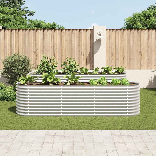 Vidaxl Garden Raised Bed 320X80x81 Cm Galvanised Steel Silver Raised Garden Beds