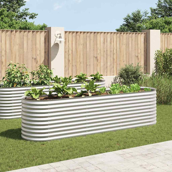 Vidaxl Garden Raised Bed 320X80x81 Cm Galvanised Steel Silver Raised Garden Beds