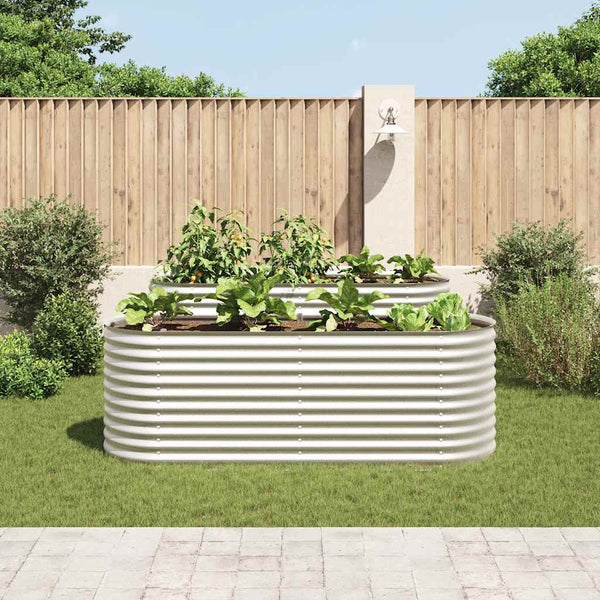 Vidaxl Garden Raised Bed 240X80x81 Cm Galvanised Steel Silver Raised Garden Beds