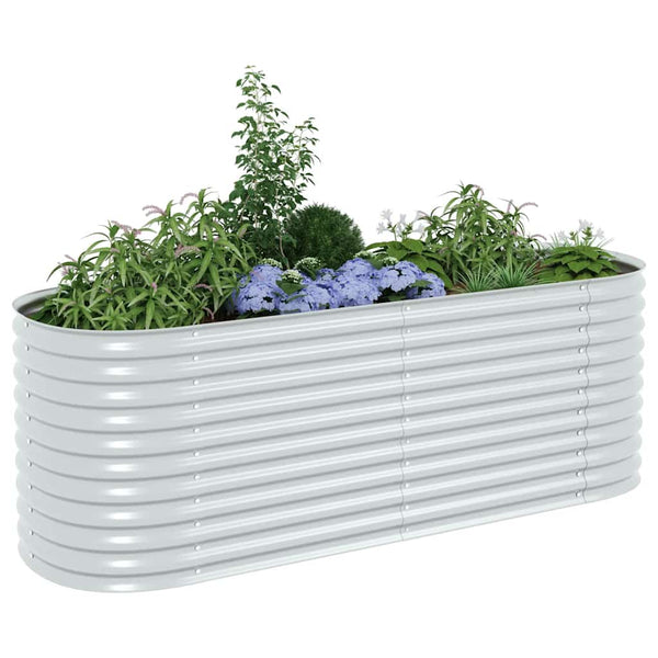 Vidaxl Garden Raised Bed 240X80x81 Cm Galvanised Steel Silver Raised Garden Beds