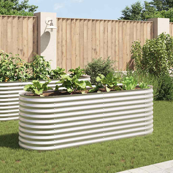 Vidaxl Garden Raised Bed 240X80x81 Cm Galvanised Steel Silver Raised Garden Beds