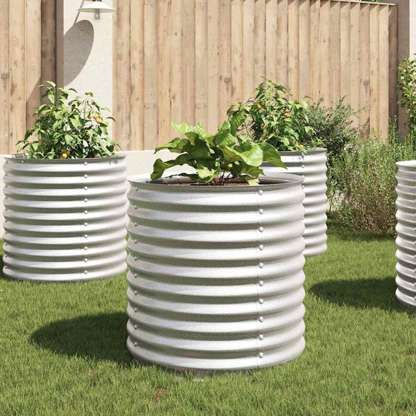 Vidaxl Garden Raised Bed 80X80x81 Cm Galvanised Steel Silver Raised Garden Beds