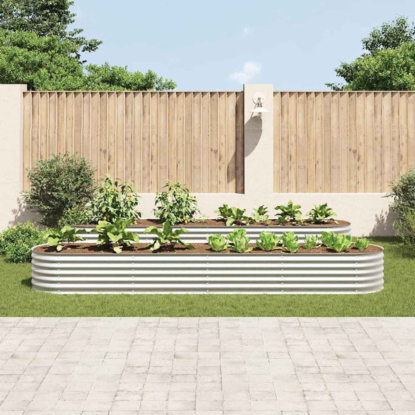 Vidaxl Garden Raised Bed 400X80x44 Cm Galvanised Steel Silver Raised Garden Beds