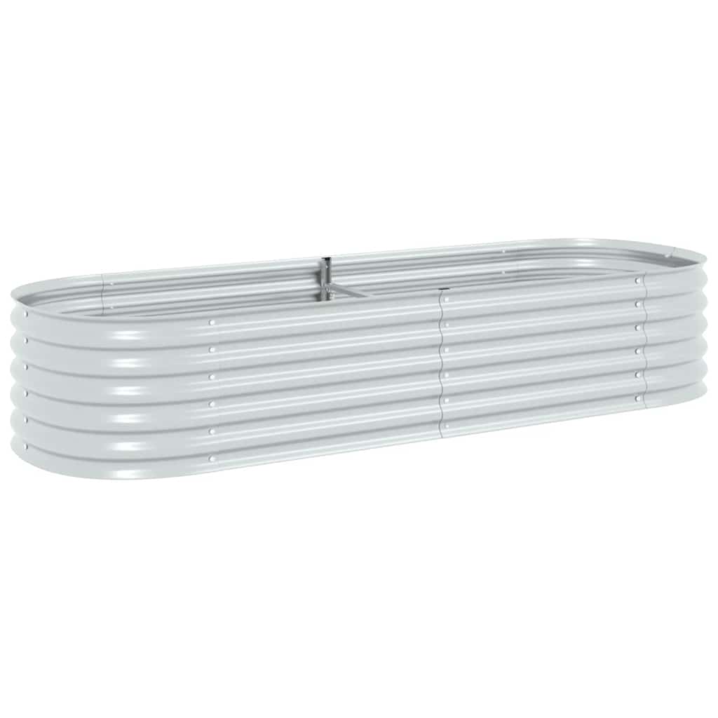Vidaxl Garden Raised Bed 240X80x44 Cm Galvanised Steel Silver Raised Garden Beds