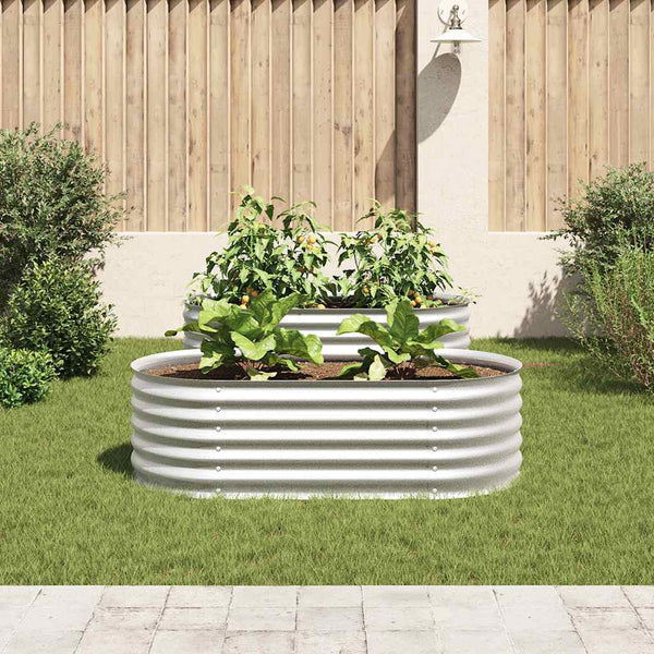Vidaxl Garden Raised Bed 160X80x44 Cm Galvanised Steel Silver Raised Garden Beds
