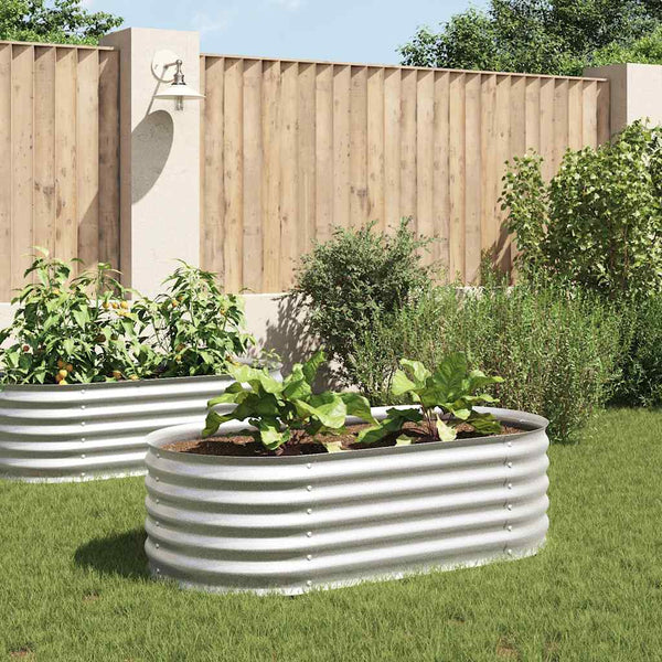 Vidaxl Garden Raised Bed 160X80x44 Cm Galvanised Steel Silver Raised Garden Beds