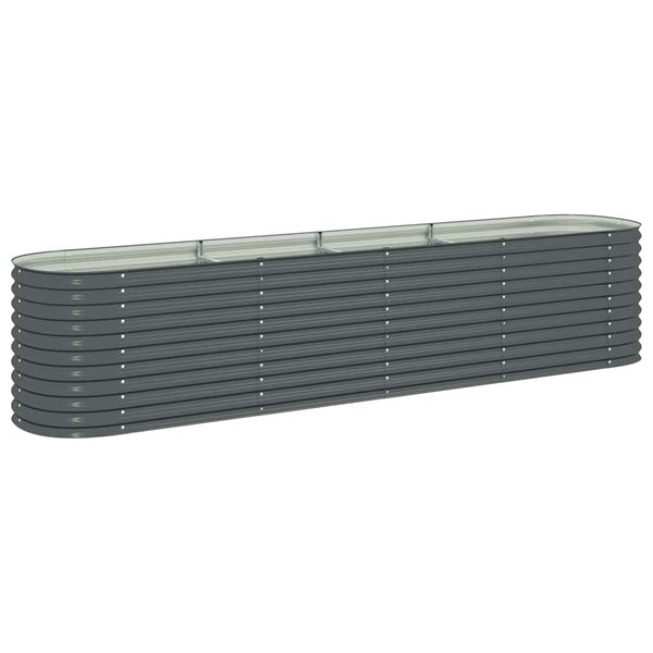 Garden Raised Bed 400X80x81 Cm Galvanised Steel Grey Raised Garden Beds