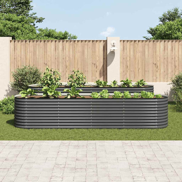 Garden Raised Bed 400X80x81 Cm Galvanised Steel Grey Raised Garden Beds