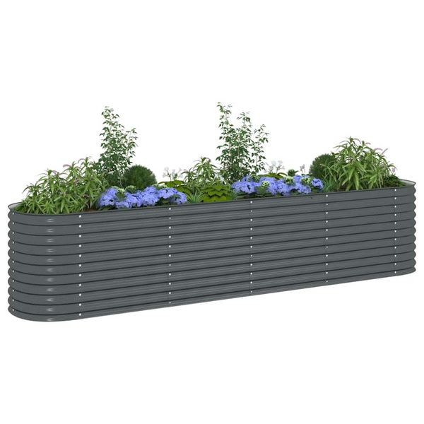 Garden Raised Bed 400X80x81 Cm Galvanised Steel Grey Raised Garden Beds