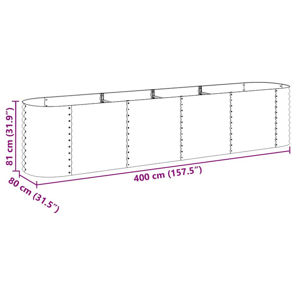 Garden Raised Bed 400X80x81 Cm Galvanised Steel Grey Raised Garden Beds