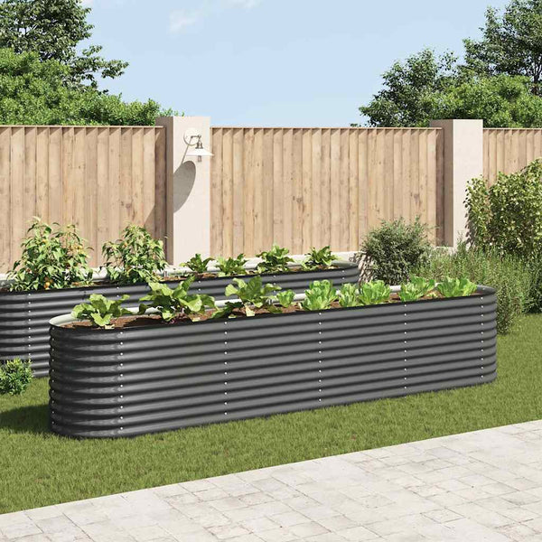 Garden Raised Bed 400X80x81 Cm Galvanised Steel Grey Raised Garden Beds