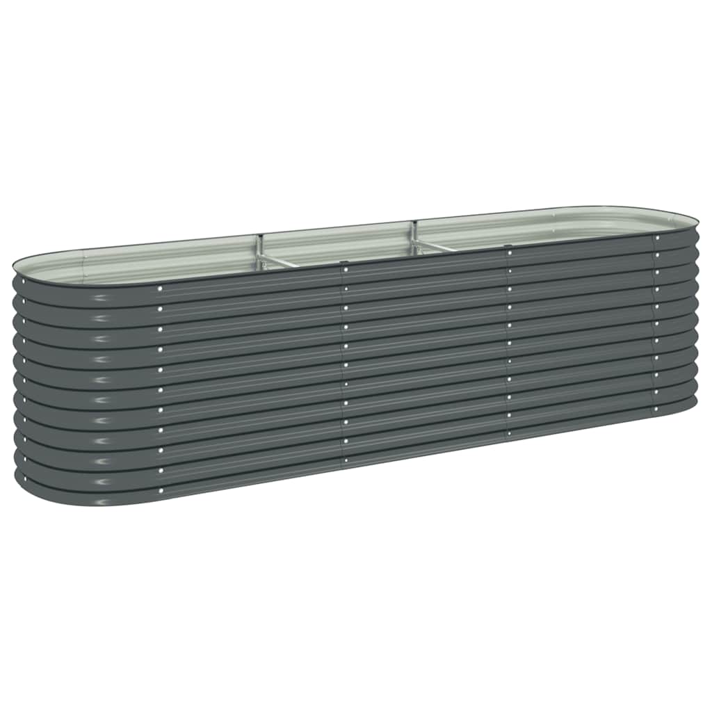 Vidaxl Garden Raised Bed 320X80x81 Cm Galvanised Steel Grey Raised Garden Beds