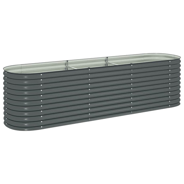 Vidaxl Garden Raised Bed 320X80x81 Cm Galvanised Steel Grey Raised Garden Beds