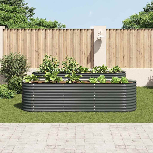Vidaxl Garden Raised Bed 320X80x81 Cm Galvanised Steel Grey Raised Garden Beds