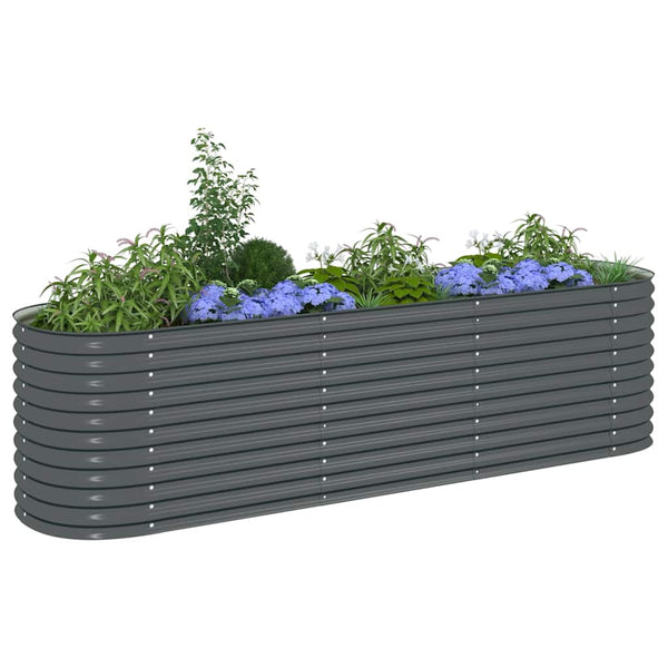 Vidaxl Garden Raised Bed 320X80x81 Cm Galvanised Steel Grey Raised Garden Beds
