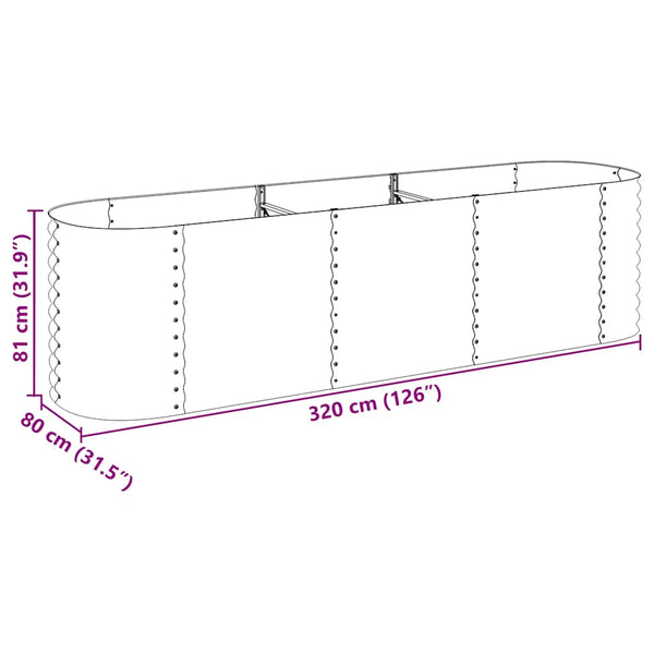 Vidaxl Garden Raised Bed 320X80x81 Cm Galvanised Steel Grey Raised Garden Beds