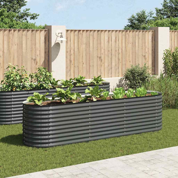 Vidaxl Garden Raised Bed 320X80x81 Cm Galvanised Steel Grey Raised Garden Beds