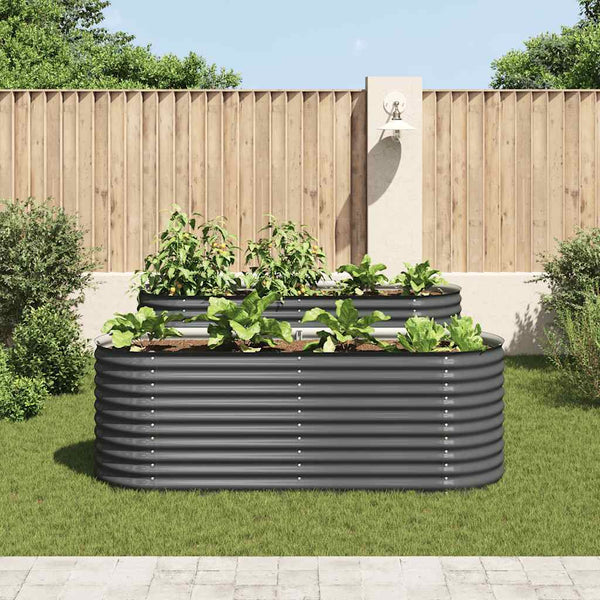 Vidaxl Garden Raised Bed 240X80x81 Cm Galvanised Steel Grey Raised Garden Beds